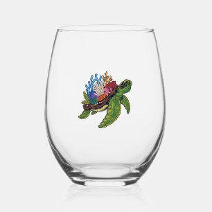 Alligator Snapping Red-Eared Slider Tortoise Stemless Wine Glass