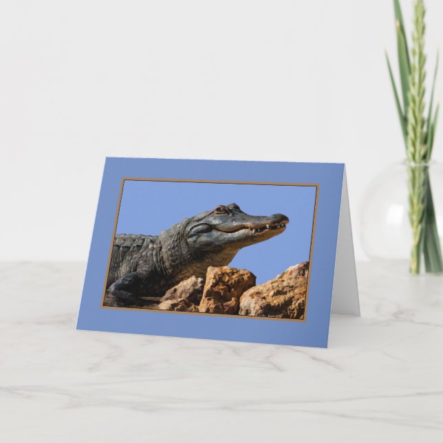 Alligator souriant, Carte d'anniversaire, Humour (Devant)