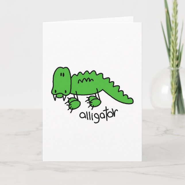 Alligator Stick Figure Card (Front)