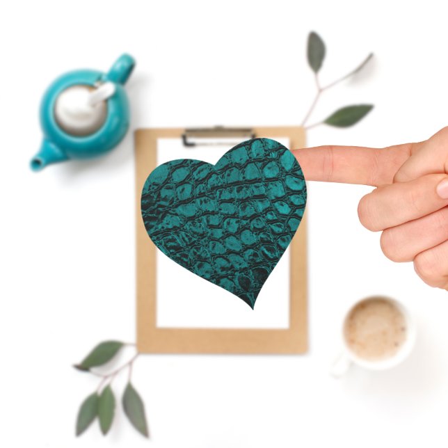 Alligator Teal Faux Leather Heart Sticker (Creator Uploaded)