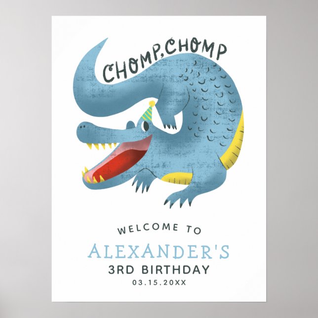 Alligator Theme Boys Anniversaire Fête Affiche de  (Devant)