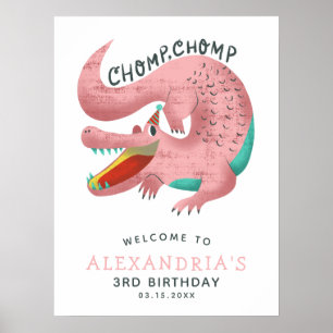 Alligator Thème Filles Anniversaire Fête Affiche d