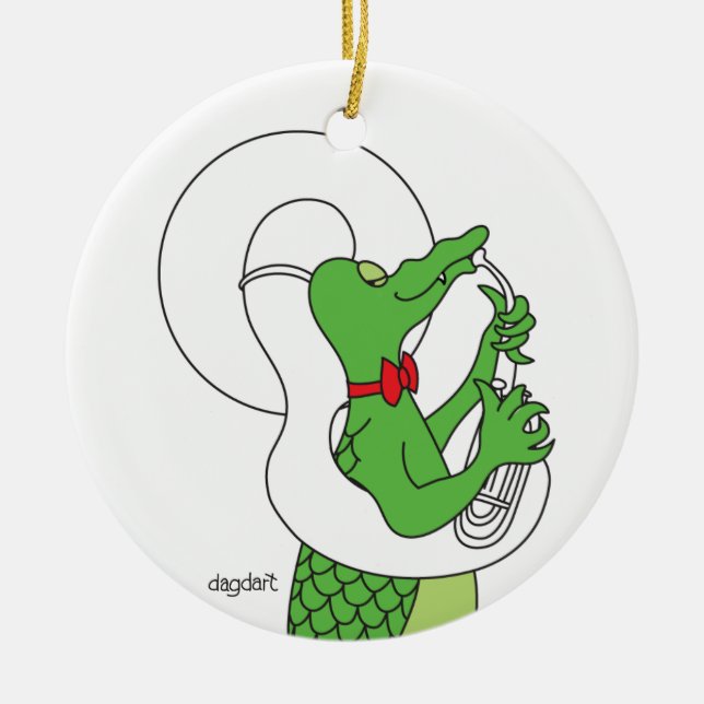 Alligator Tuba Ceramic Ornament (Front)