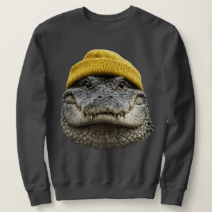 alligator Wearing Beanie Vintage 90s Gator Design Sweatshirt