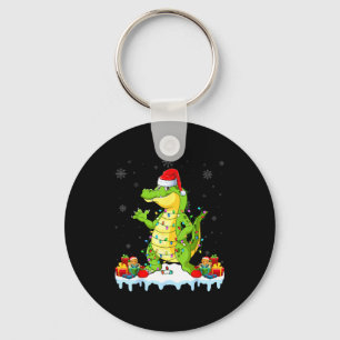 Alligator Wearing Xmas Lights Santa Hat Alligator  Keychain