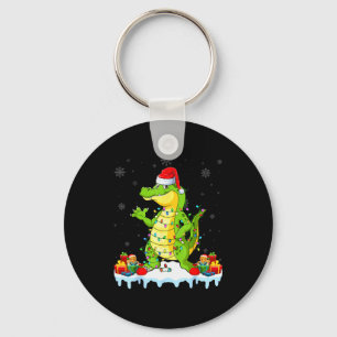 Alligator Wearing Xmas Lights Santa Hat Alligator  Keychain
