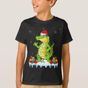Alligator Wearing Xmas Lights Santa Hat Alligator  T-Shirt