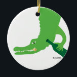 Alligator Wine Ornament<br><div class="desc">Gator humour at its best! This whimsical alligator is clutching his bottle of wine after pulling the cork out with his teeth. His sly attitude is contagious! This is a great gift for wine lovers and especially for Florida wine drinkers! It will look great hanging on their holiday tree or...</div>