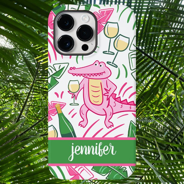Alligator Wine Pink Green Preppy Personalized  Cas Case-Mate iPhone Case (Creator Uploaded)