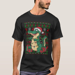 Alligator Xmas Lights Ugly Santa Hat Alligator Chr T-Shirt