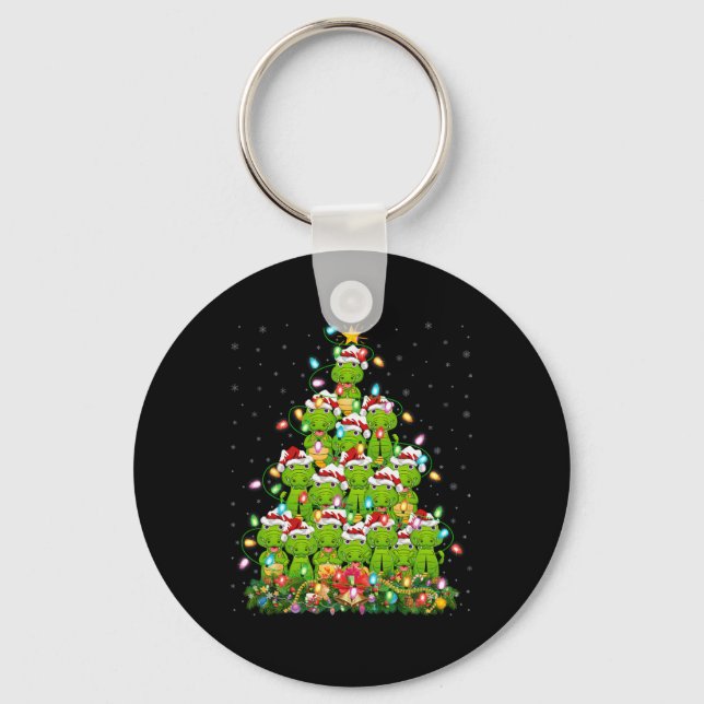 Alligator Xmas Tree Lighting Santa Alligator Chris Keychain (Front)