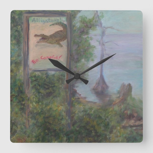 ALLIGATORS BE CAREFUL! Wall Clock (Front)
