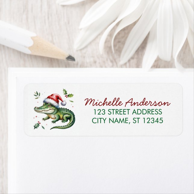 Alligators-Crocodiles Christmas Return Address     (Insitu)