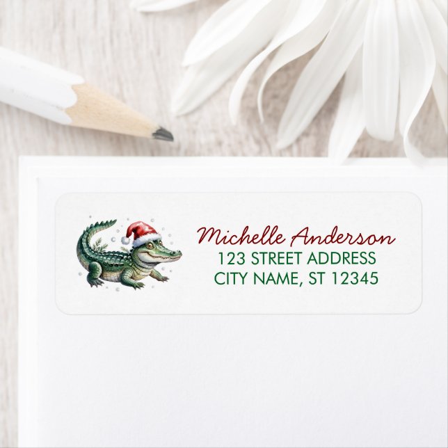 Alligators-Crocodiles Christmas Return Address     (Insitu)