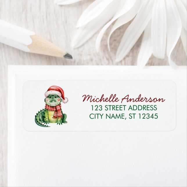 Alligators-Crocodiles Christmas Return Address     (Insitu)