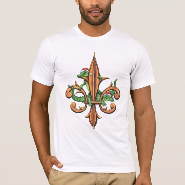 Alligators Fleur-de-lis Christmas T-shirt (Front)