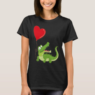 Alligators With Heart Balloon Valentines Day Love  T-Shirt