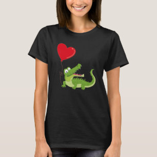 Alligators With Heart Balloon Valentines Day Love  T-Shirt
