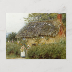 Allingham A Cottage with Sunflowers at Peaslake Postcard