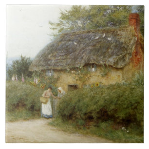 Allingham A Cottage with Sunflowers at Peaslake Tile