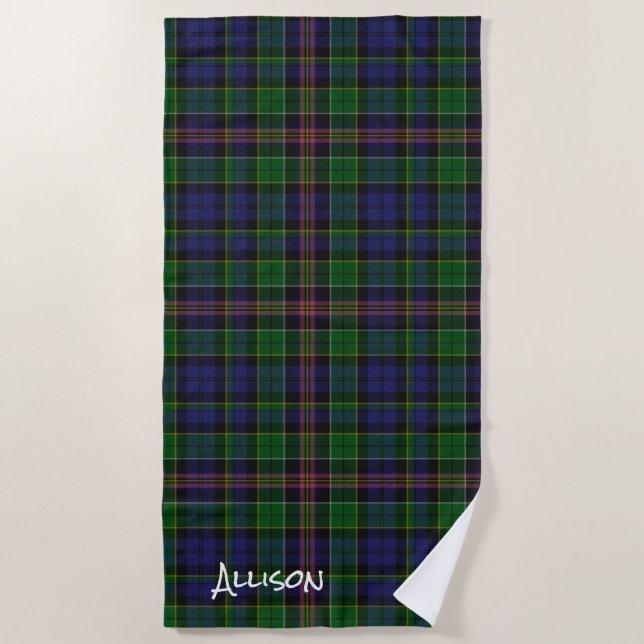 Allison Clan Tartan Plaid Beach Towel (Front)