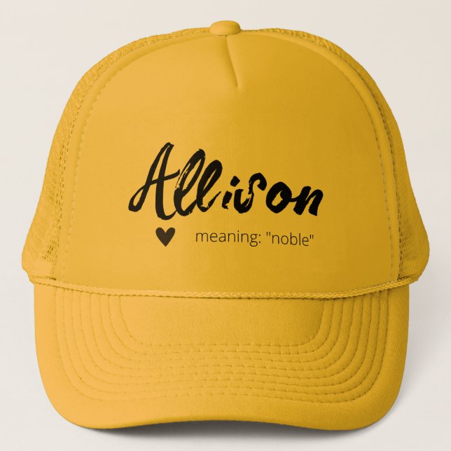 Allison Name Meaning Minimal Modern Black Girl Cap (Front)