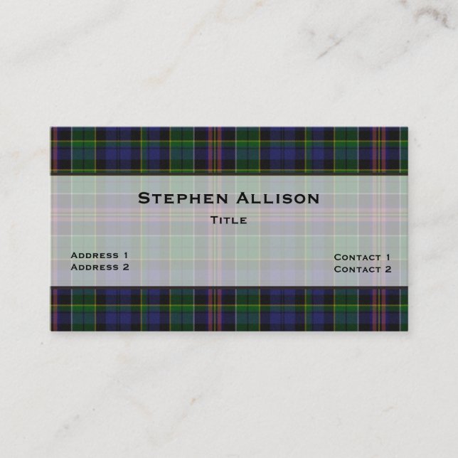 Allison Tartan Plaid Custom Business Card (Front)