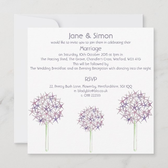 Allium Floral Design Faire-part de mariage (Devant)