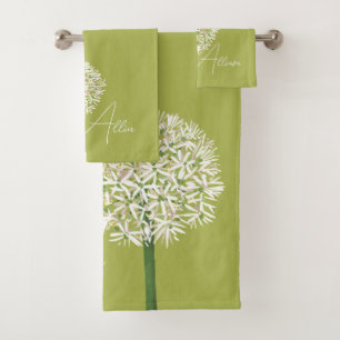  Allium Flower Botanical Art   Elegant Flora Bath Towel Set
