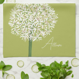 Allium Flower Botanical Art Elegant Flora Kitchen Towel