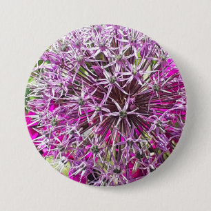 Allium & Summer Flowers  3 Inch Round Button