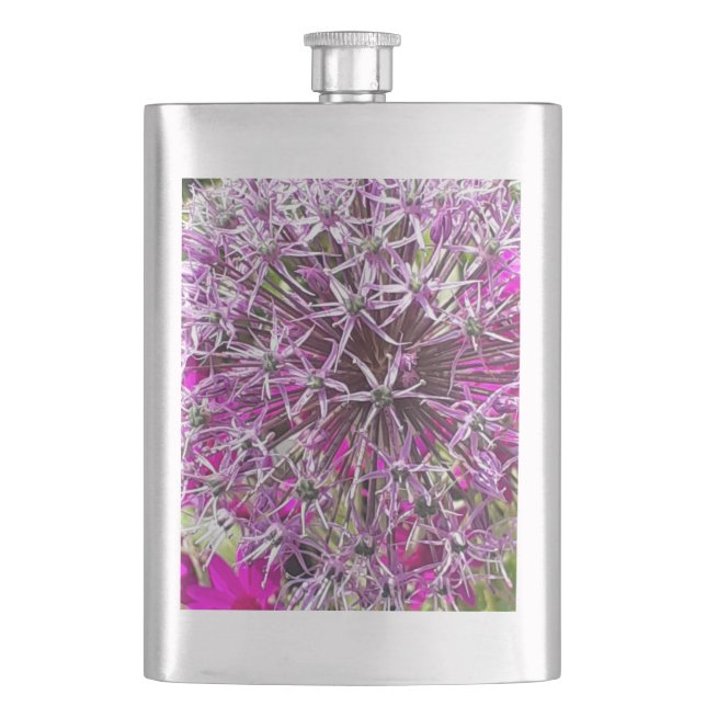 Allium & Summer Flowers  Hip Flask (Front)