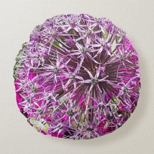 Allium & Summer Flowers  Round Pillow