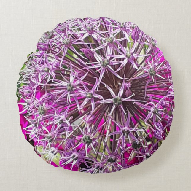 Allium & Summer Flowers  Round Pillow (Front)