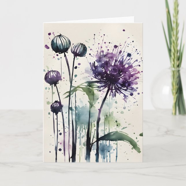 Allium - Watercolor flowers Card (Front)