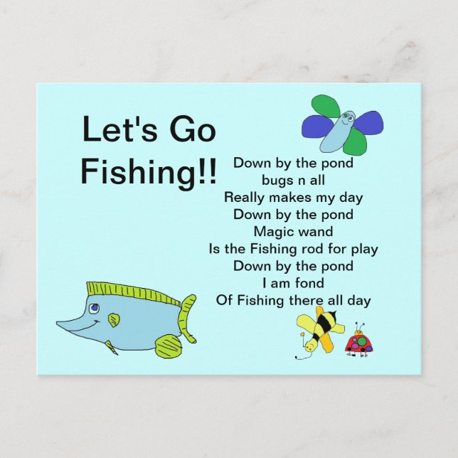 Allons à la Carte de Pêche avec Poème (Devant)