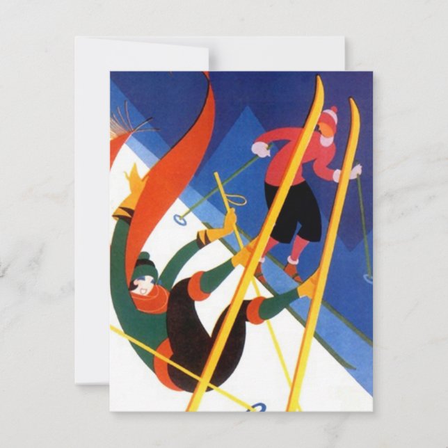 "ALLONS" invitation de SKI de ski de style d'art (Devant)