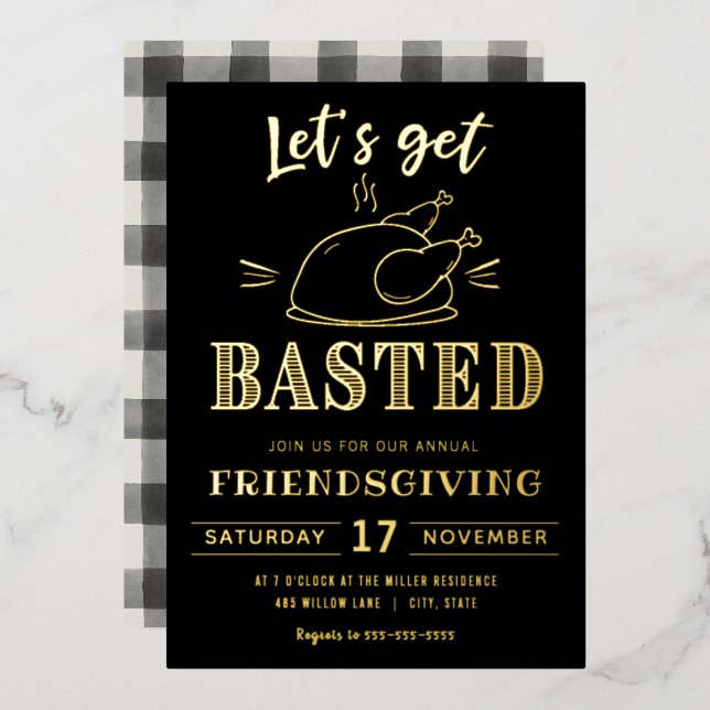 Allons se faire arroser | Invitation Foil Friendsg (Recto/Verso)