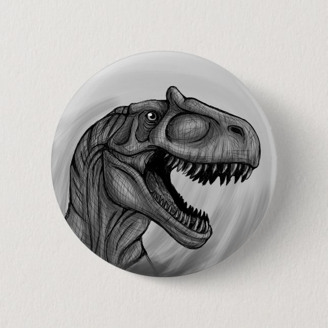 Allosaurus Sketch 2 Inch Round Button (Front)