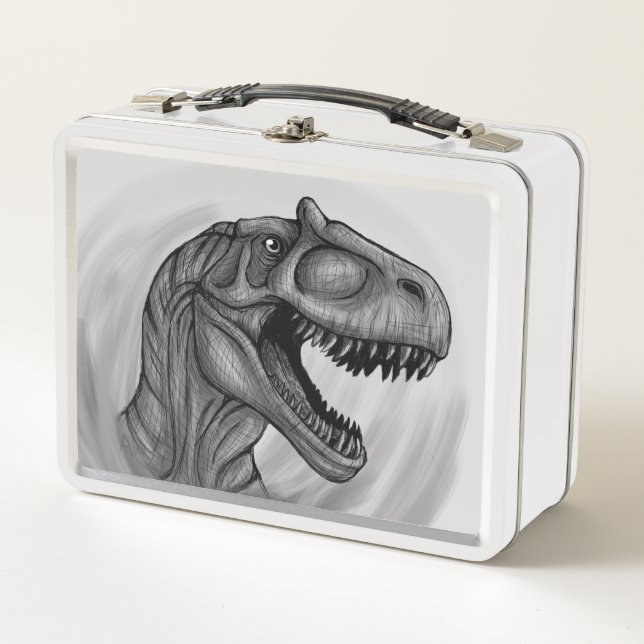 Allosaurus Sketch Metal Lunch Box (Front)