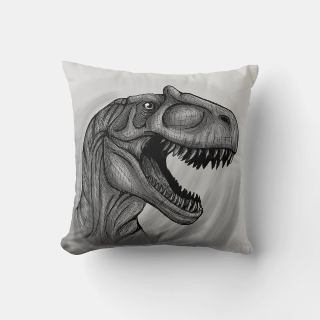 Allosaurus Sketch Throw Pillow (Front)