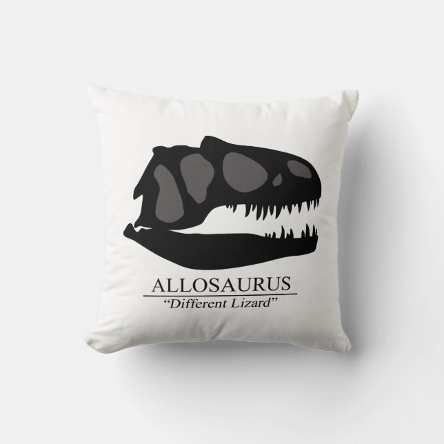 Allosaurus Skull Throw Pillow (Front)