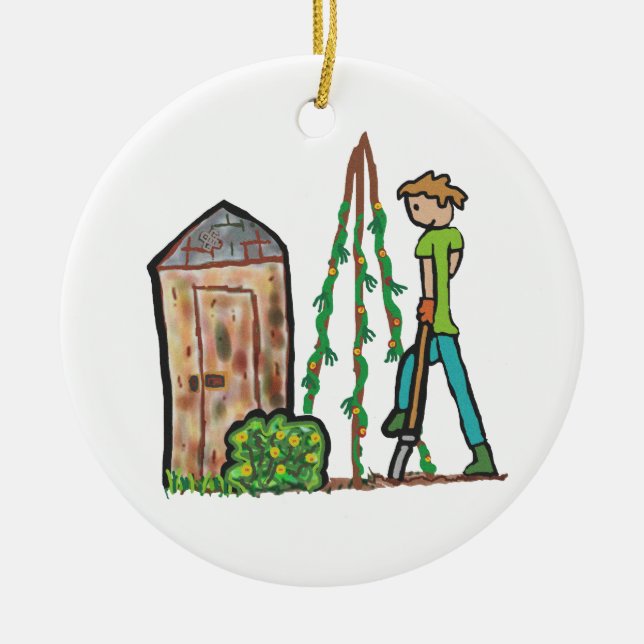 Allotment Gardening Ceramic Ornament (Front)