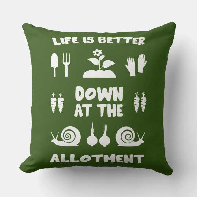 Allotment Gardening Throw Pillow (Front)