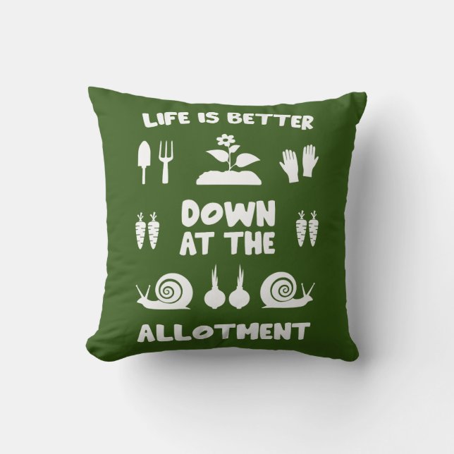 Allotment Gardening Throw Pillow (Front)