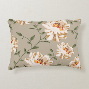 allover brown flower Pattern on blue backgroundflo Accent Pillow