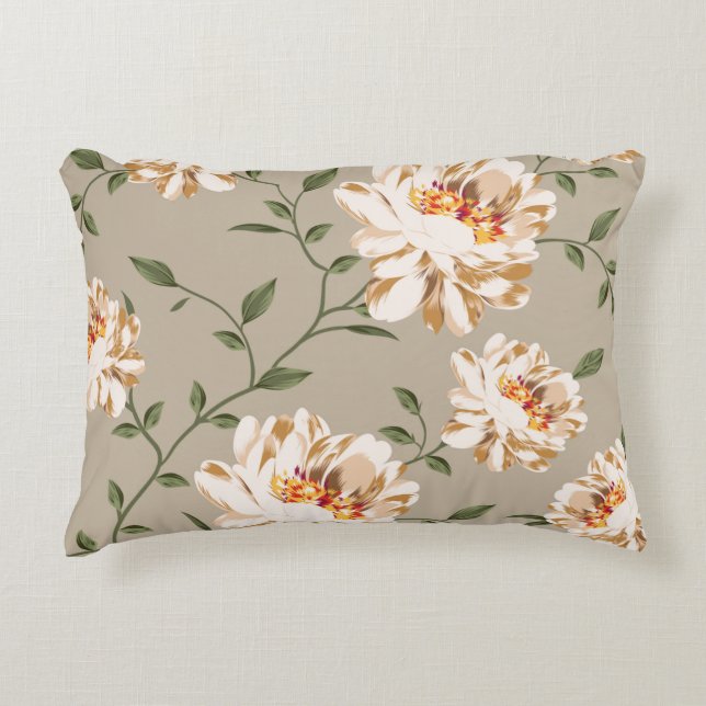 allover brown flower Pattern on blue backgroundflo Accent Pillow (Front)