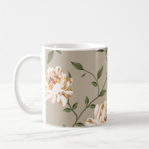 allover brown flower Pattern on blue backgroundflo Coffee Mug