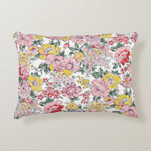 allover flowers pattern on white background accent pillow