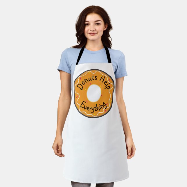Allover Print Apron Doughnuts Help Everything (Worn)